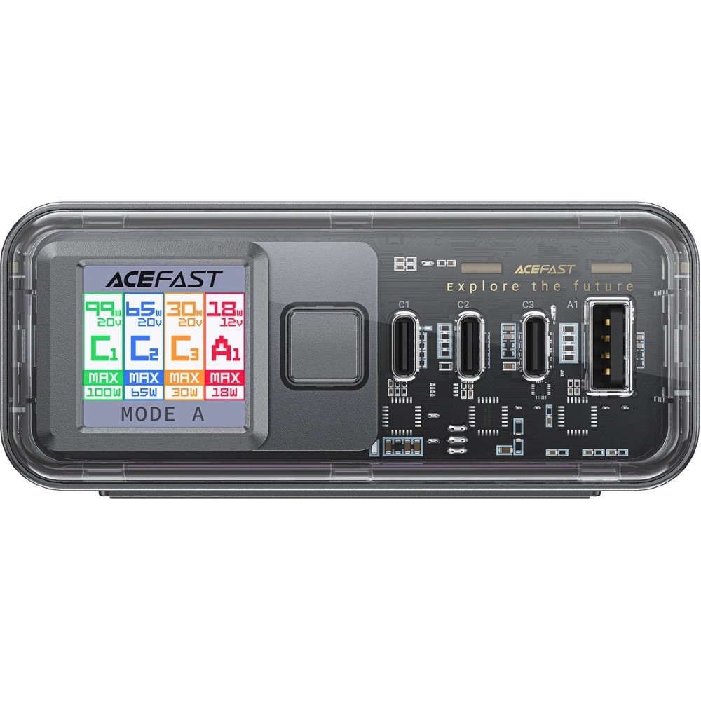 Acefast Z4 - Ultra leistungsstarker 218W Multifunktionsadapter mit 4 Ports PD GaN (3x USB-C + 1x USB-A) - Grau