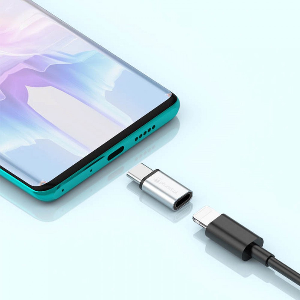 Adaptateur Lightning (entrée) vers USB-C pour iPhone 15 - PhoneLook - Argent