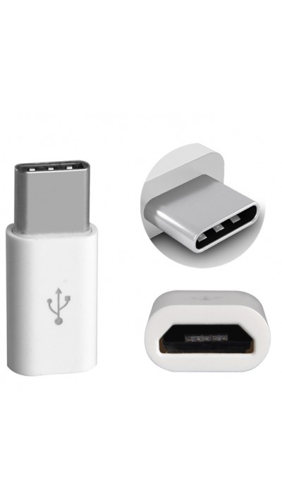 Ladekabel- / Anschluss Adapter - Micro-USB (Eingang) auf USB-C (Ausgang) - Weiss