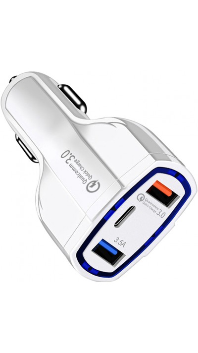 Adapter fürs Auto Qualcomm Quick Charge USB-C - Weiss