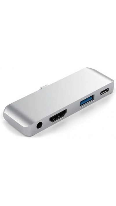 USB-C Multi-Port Adapter für Apple iPad Aluminium 4 in 1 USB 3.0-AUX-HDMI - Silber