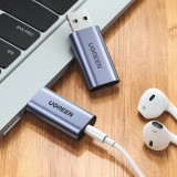 Ugreen CM383 Audioadapter 3,5mm Klinke zu USB-C Adapter für Kopfhörer und Lautsprecher - Grau