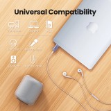 Ugreen CM383 Audioadapter 3,5mm Klinke zu USB-C Adapter für Kopfhörer und Lautsprecher - Grau