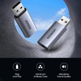 Ugreen CM383 Audioadapter 3,5mm Klinke zu USB-C Adapter für Kopfhörer und Lautsprecher - Grau