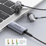 Ugreen CM383 Audioadapter 3,5mm Klinke zu USB-C Adapter für Kopfhörer und Lautsprecher - Grau