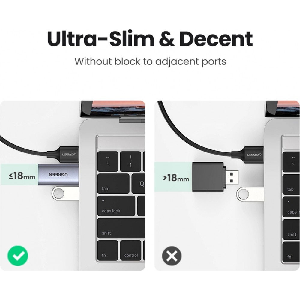 Ugreen CM383 Audioadapter 3,5mm Klinke zu USB-C Adapter für Kopfhörer und Lautsprecher - Grau