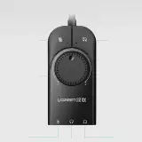 Ugreen externe Soundkarte Musikadapter USB 3.5 mm Mini Klinke mit Lautstärkeregler 15 cm - Schwarz