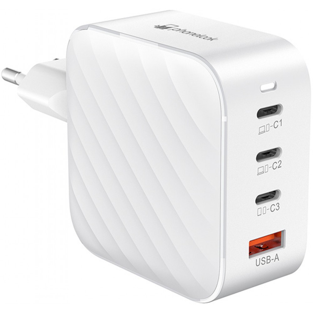 Ladegerät Netzstecker 100W GaN 3x USB-C und 1x USB-A (Power Delivery) - PhoneLook - Weiss