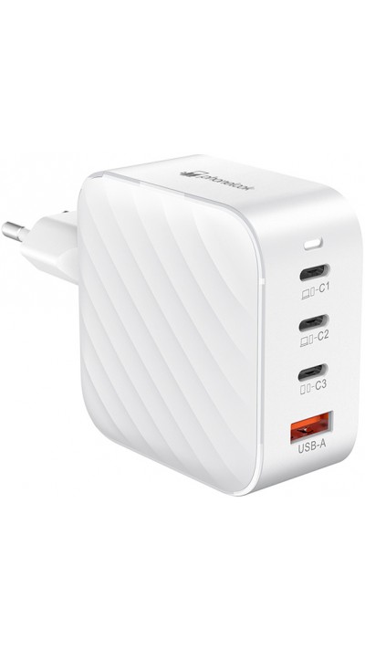 Ladegerät Netzstecker 100W GaN 3x USB-C und 1x USB-A (Power Delivery) - PhoneLook - Weiss