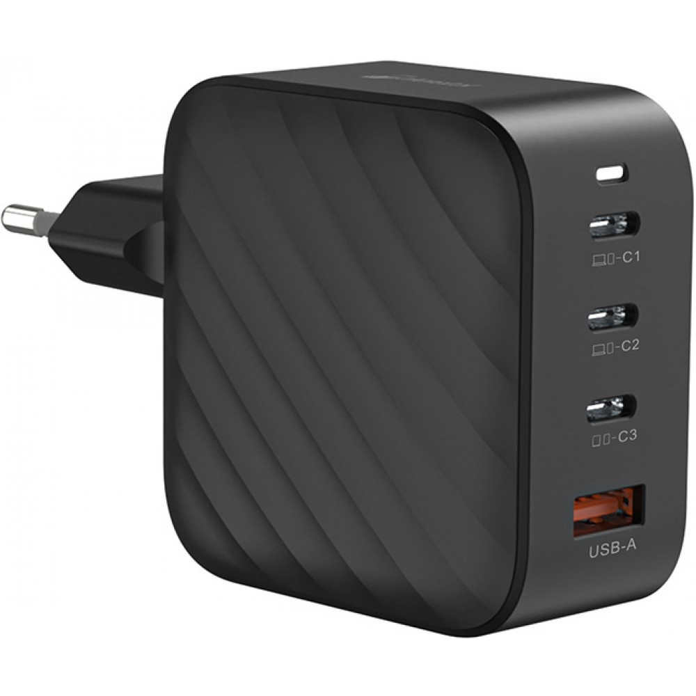 Ladegerät Netzstecker 100W GaN 3x USB-C und 1x USB-A (Power Delivery) - PhoneLook - Schwarz