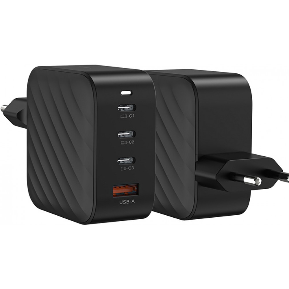 Ladegerät Netzstecker 120W GaN 3x USB-C und 1x USB-A (Power Delivery) - PhoneLook - Schwarz