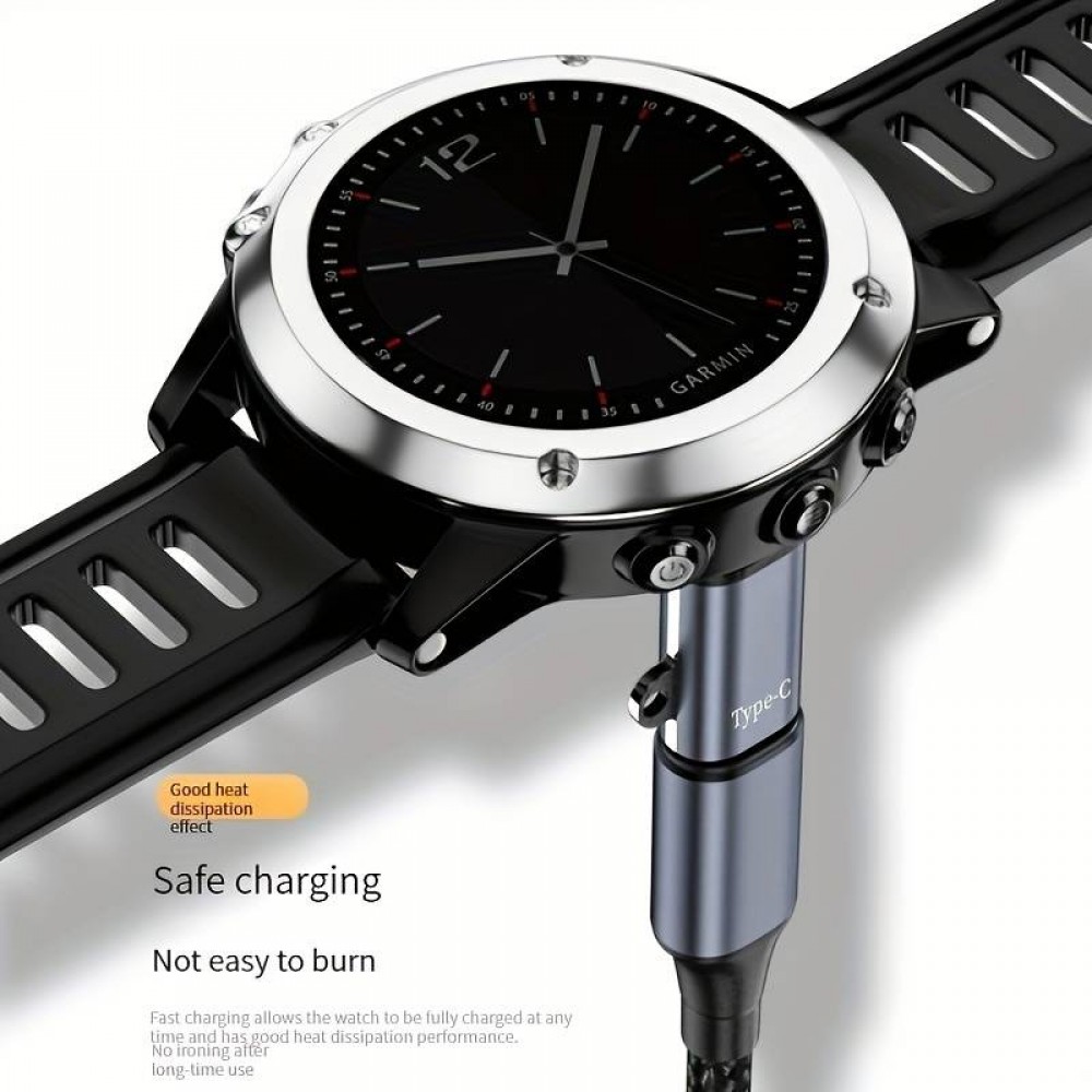 Universal-Ladeadapter für Garmin-Uhren mit USB-C-Anschluss  - Schwarz