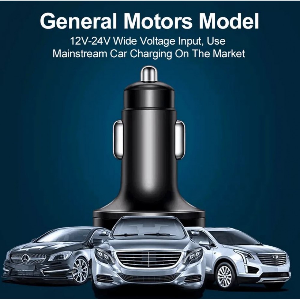 Ladeadapter Zigarettenanzünder 15W 5in1 USB & USB-C mit LED Anzeige QuickCharge 3.0 - Schwarz