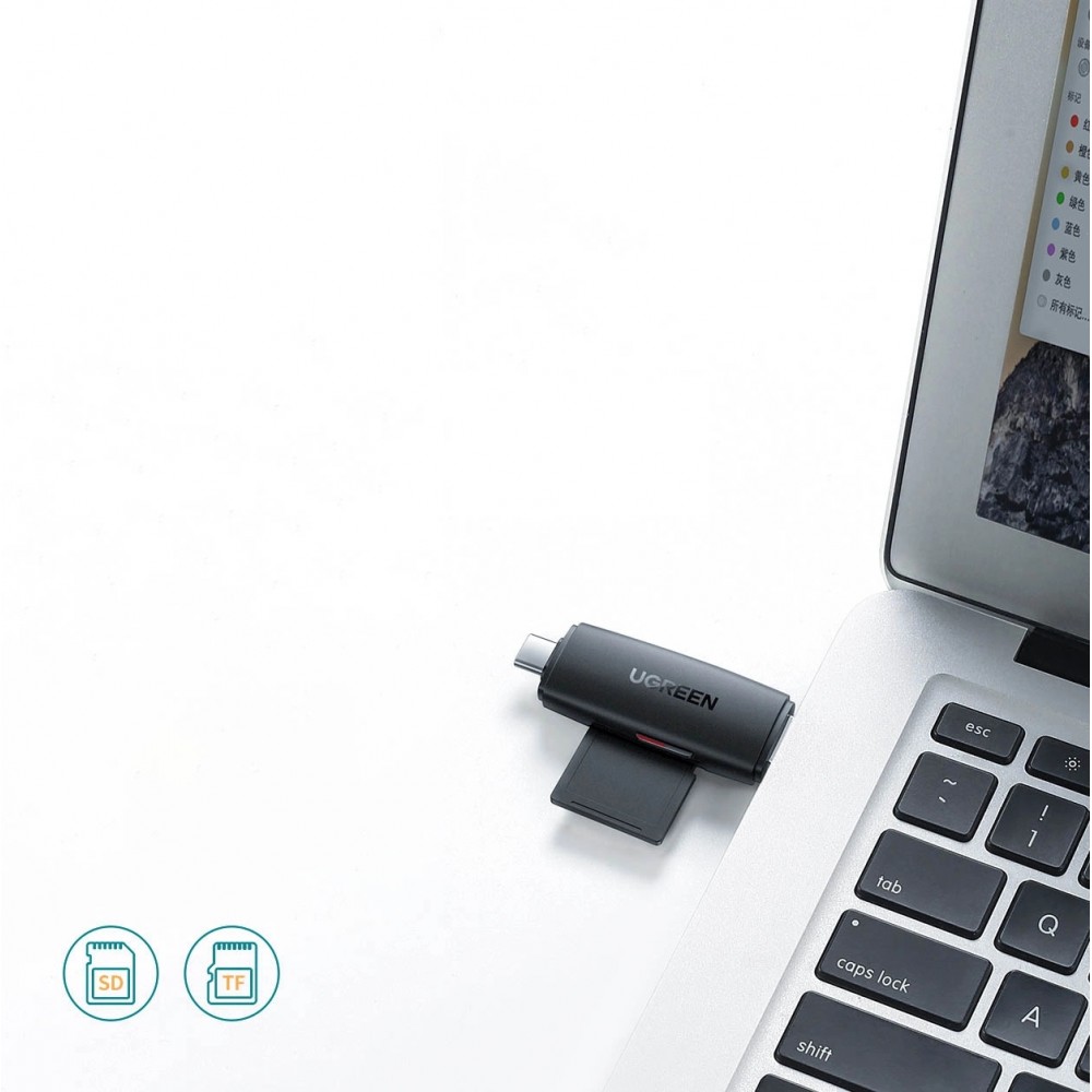 Ugreen SD/micro SD Kartenleser Adapter USB-A/USB-C (CM304) - Schwarz