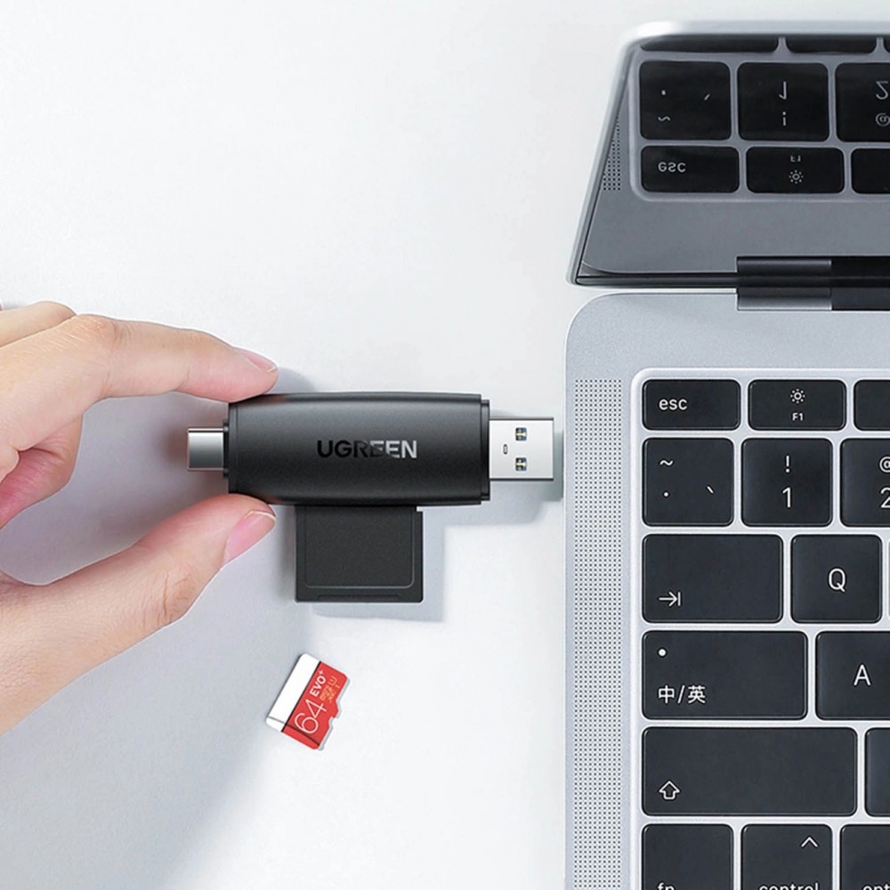 Ugreen SD/micro SD Kartenleser Adapter USB-A/USB-C (CM304) - Schwarz