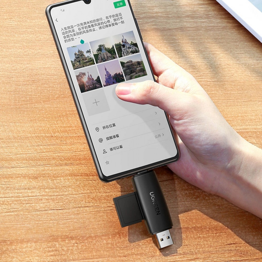 Ugreen SD/micro SD Kartenleser Adapter USB-A/USB-C (CM304) - Schwarz
