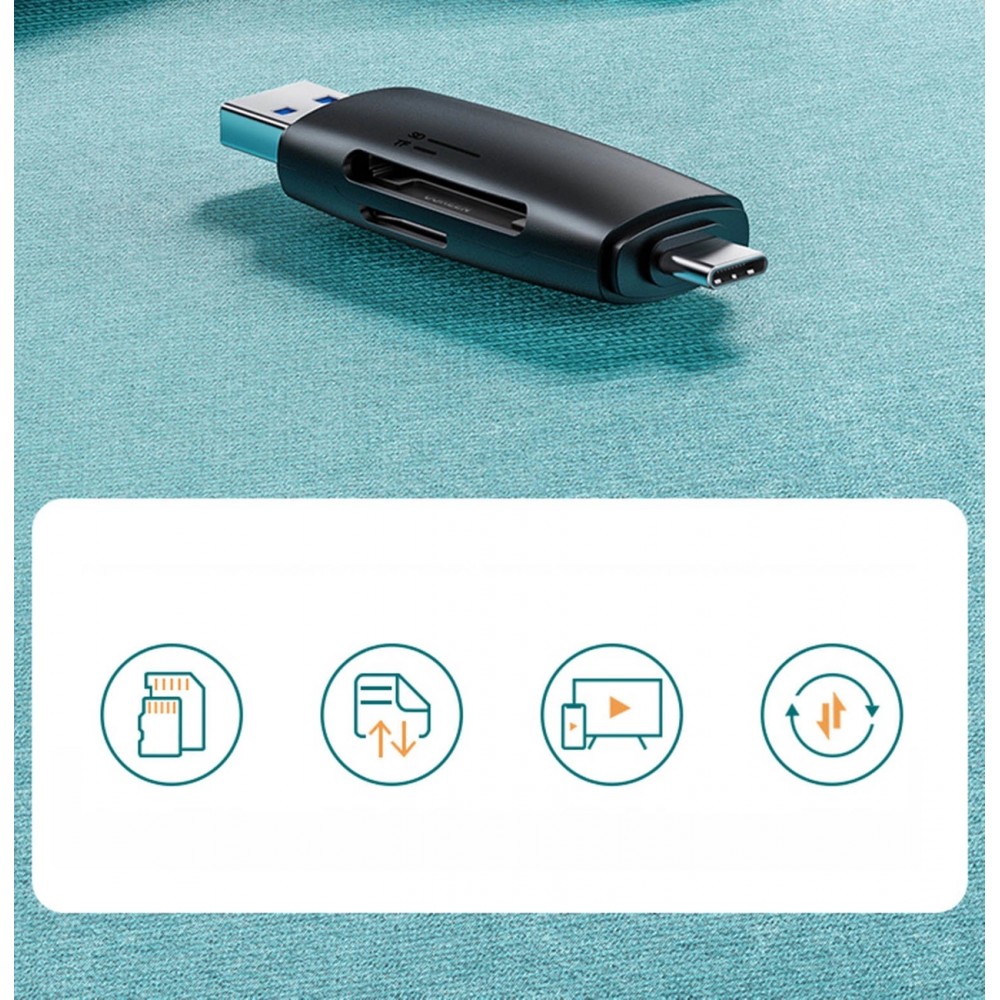 Ugreen SD/micro SD Kartenleser Adapter USB-A/USB-C (CM304) - Schwarz