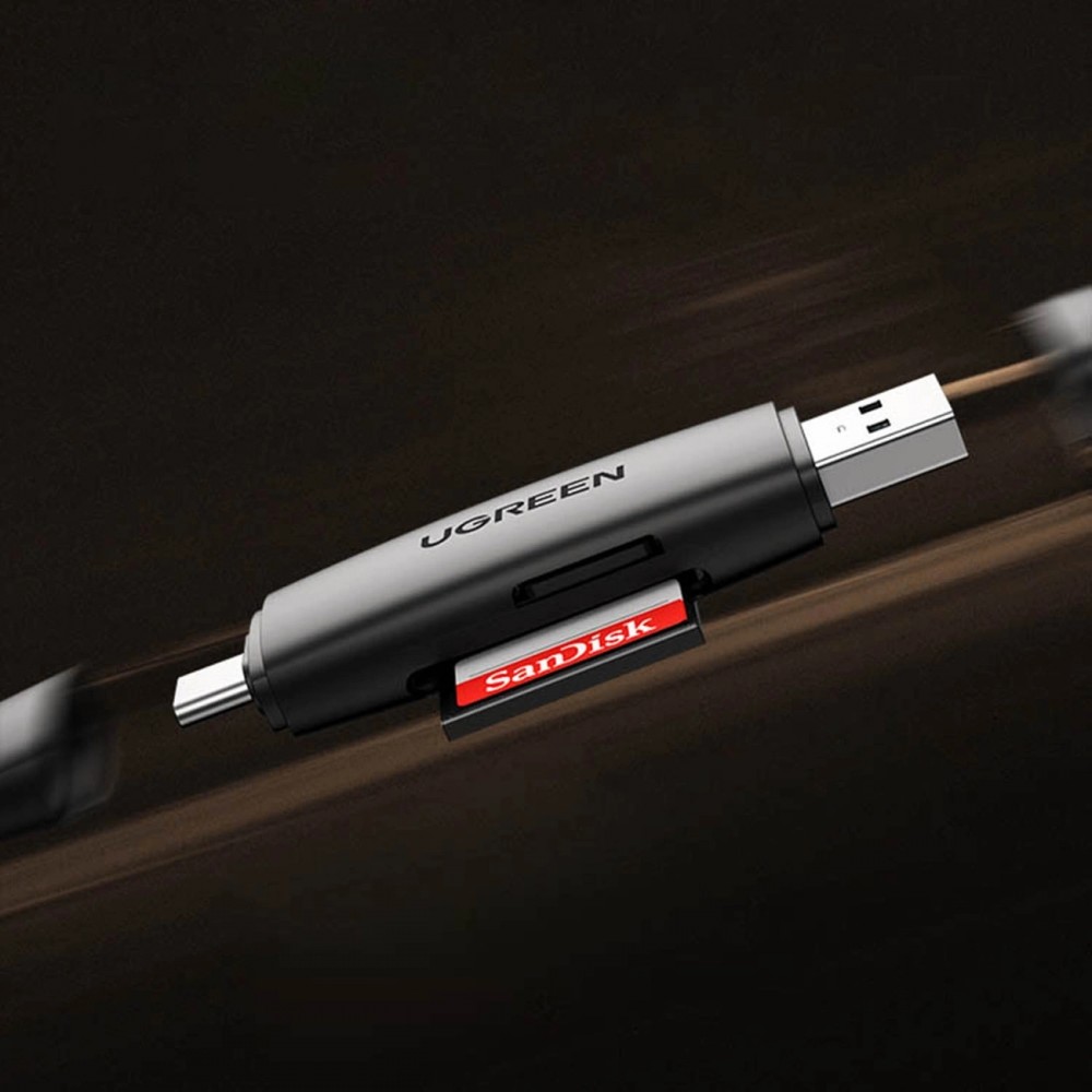 Ugreen SD/micro SD Kartenleser Adapter USB-A/USB-C (CM304) - Schwarz