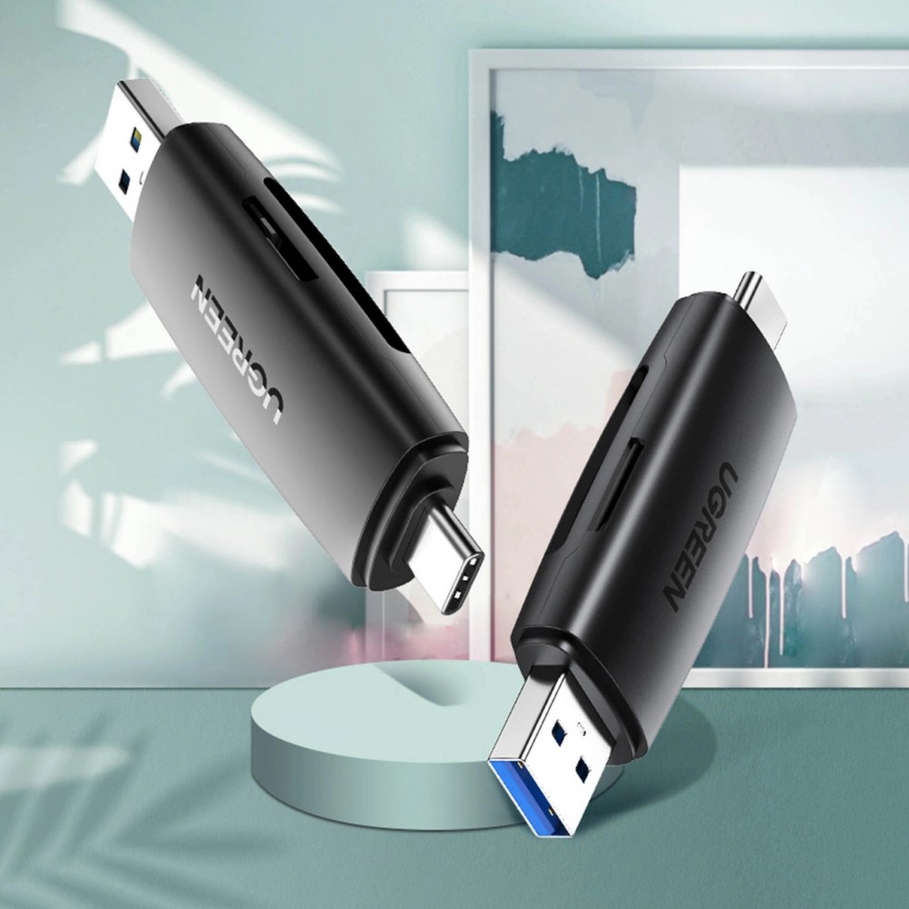 Ugreen SD/micro SD Kartenleser Adapter USB-A/USB-C (CM304) - Schwarz