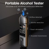 Digitaler Alcootest - tragbares Atemalkoholmessgerät mit LCD-Display (USB-C, wiederaufladbar) - Schwarz