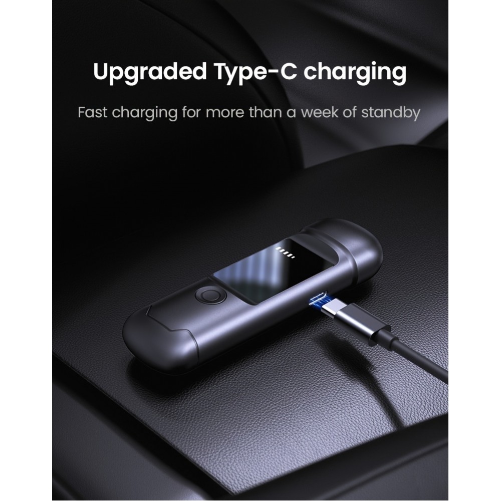 Digitaler Alcootest - tragbares Atemalkoholmessgerät mit LCD-Display (USB-C, wiederaufladbar) - Schwarz