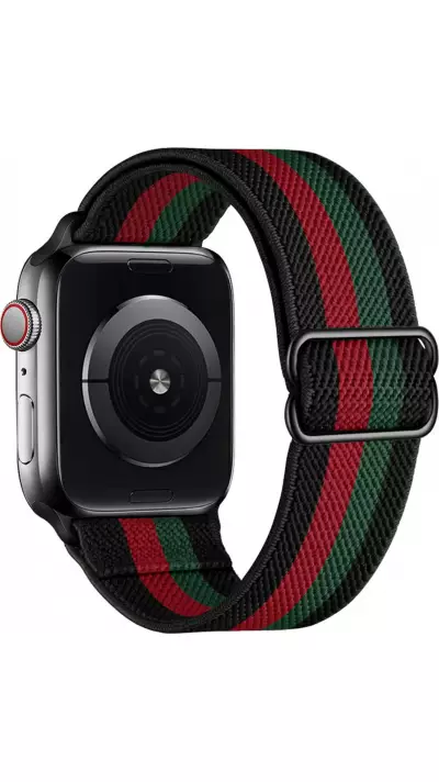 Apple Watch 38/40/41/42 mm - Sportliches elastisches Nylonband, weich, waschbar - Rot und grün