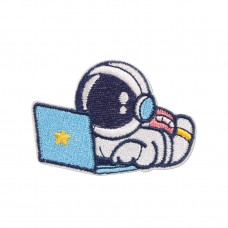 Sticker Aufkleber für Handy/Tablet/Computer 3D gestickt - Astronaut with laptop