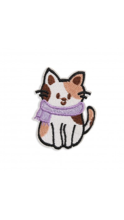 Sticker Aufkleber für Handy/Tablet/Computer 3D gestickt - Cat with scarf