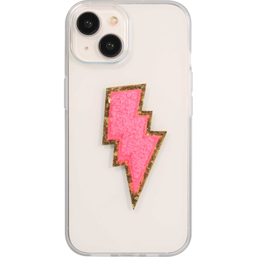 Sticker Aufkleber für Handy/Tablet/Computer 3D gestickt - Rosa Blitz