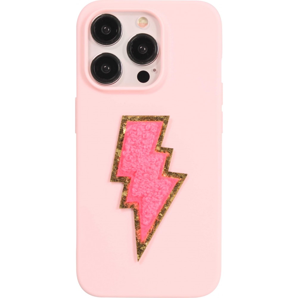 Sticker Aufkleber für Handy/Tablet/Computer 3D gestickt - Rosa Blitz