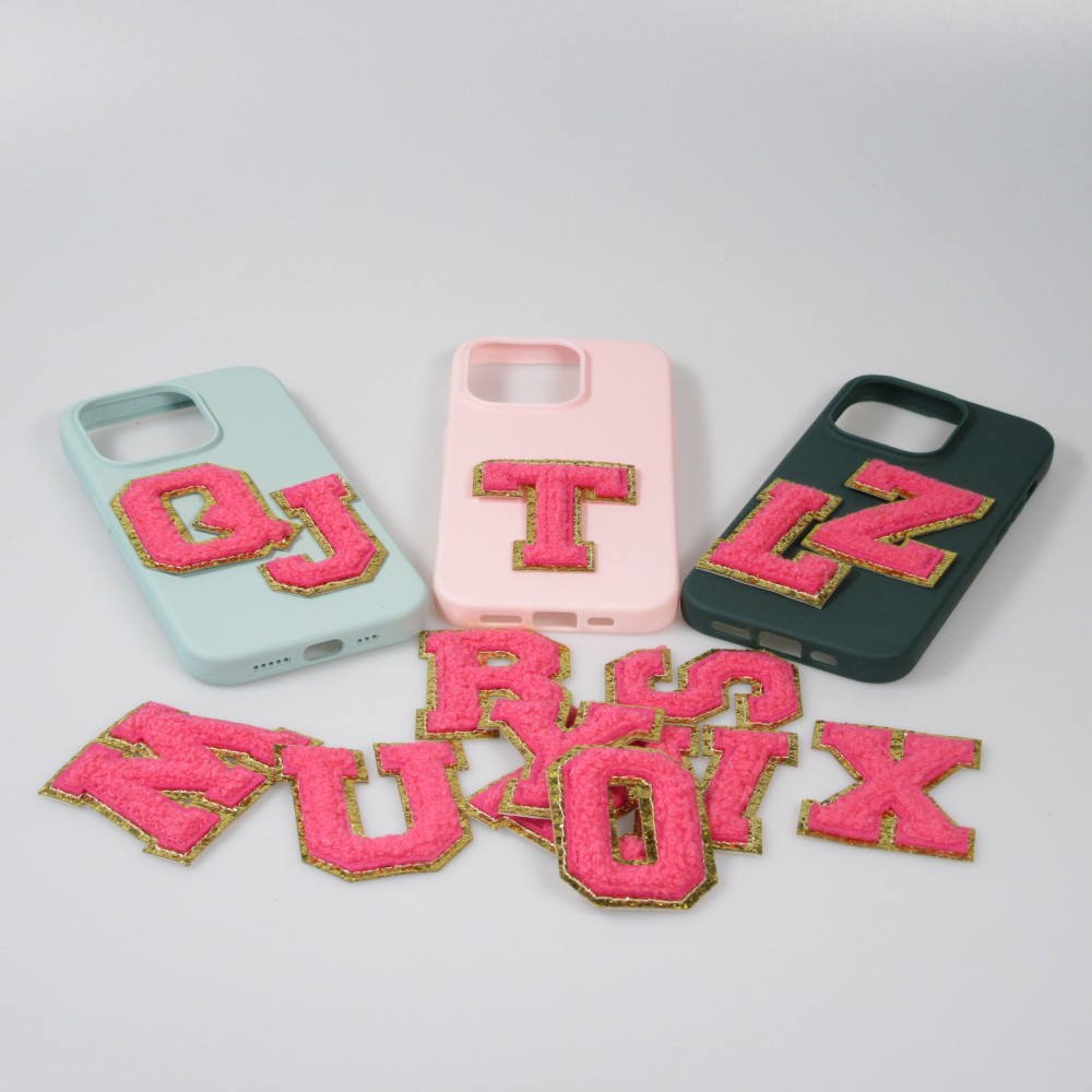 Sticker Aufkleber für Handy/Tablet/Computer 3D gestickt Dunkelrosa - Buchstabe A