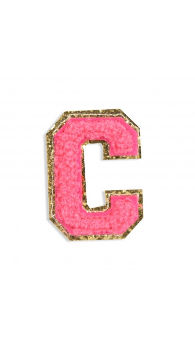 Autocollant sticker pour téléphone/tablette/ordinateur brodé en 3D rose foncé - Lettre C