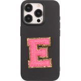 Sticker Aufkleber für Handy/Tablet/Computer 3D gestickt Dunkelrosa - Buchstabe E