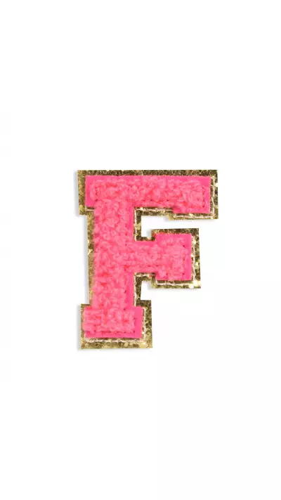 Sticker Aufkleber f&uuml;r Handy/Tablet/Computer 3D gestickt Dunkelrosa - Buchstabe F