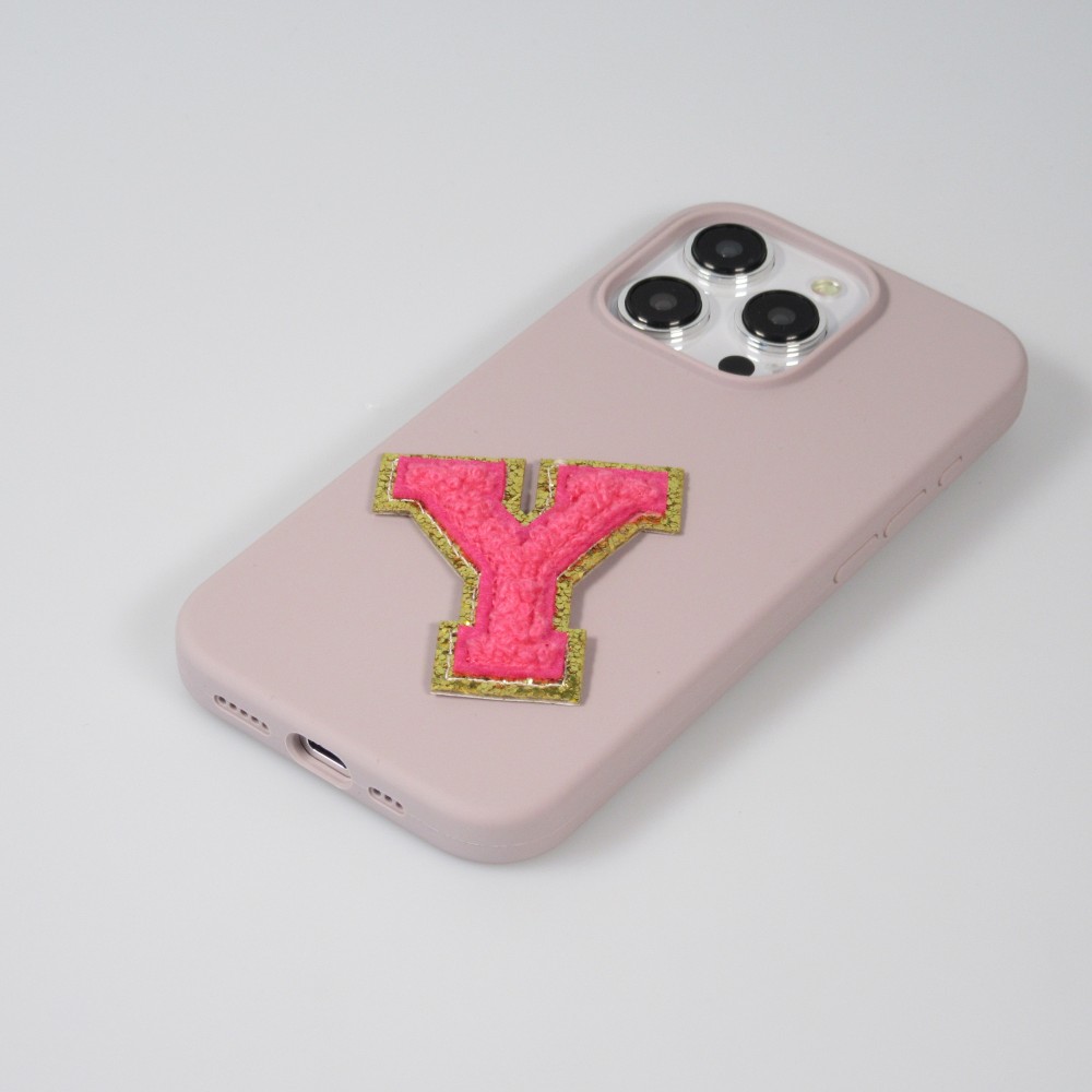 Sticker Aufkleber für Handy/Tablet/Computer 3D gestickt Dunkelrosa - Buchstabe I