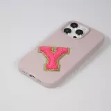 Sticker Aufkleber für Handy/Tablet/Computer 3D gestickt Dunkelrosa - Buchstabe I
