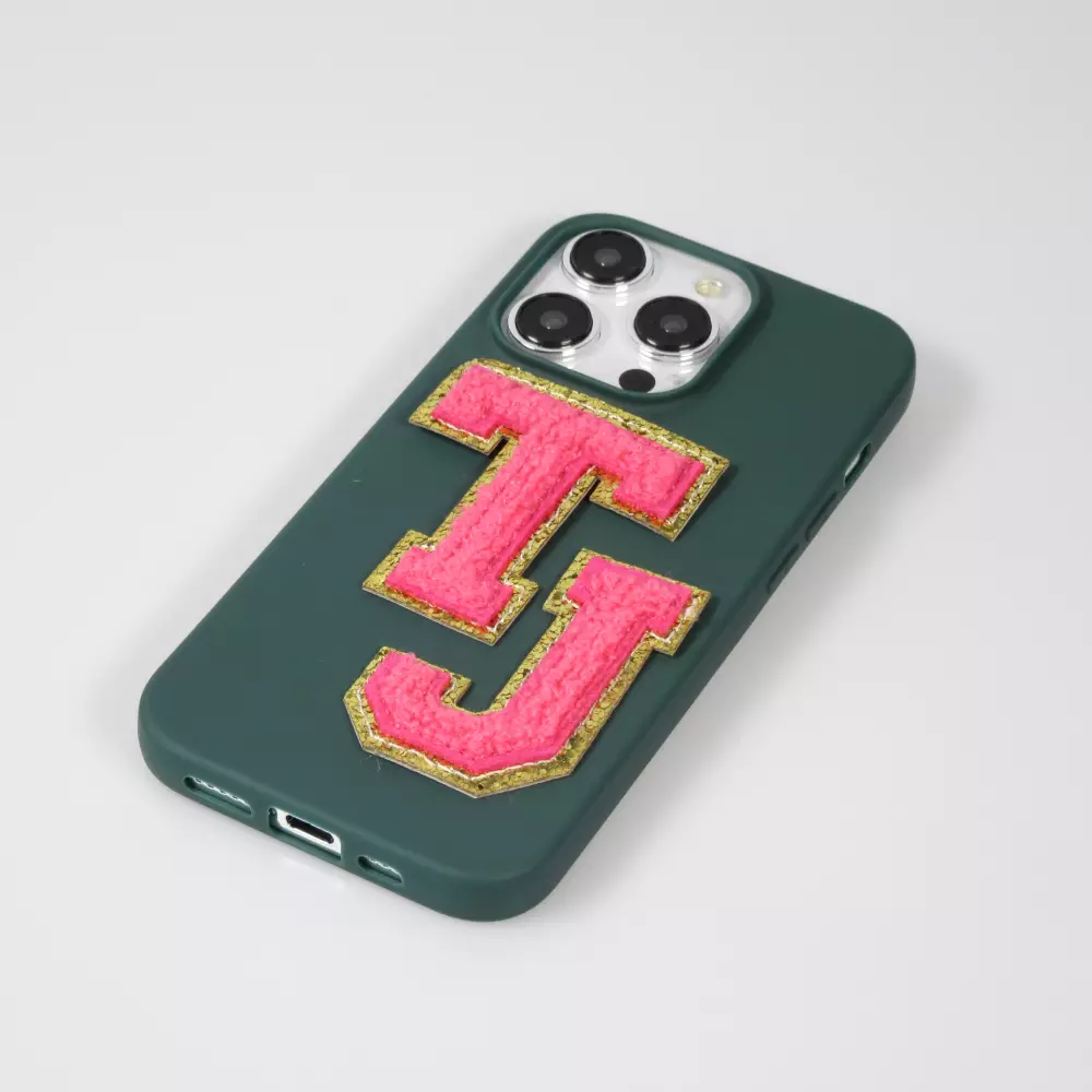 Sticker Aufkleber für Handy/Tablet/Computer 3D gestickt Dunkelrosa - Buchstabe I