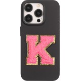 Sticker Aufkleber für Handy/Tablet/Computer 3D gestickt Dunkelrosa - Buchstabe K
