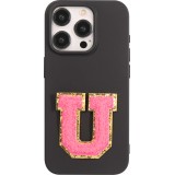 Sticker Aufkleber für Handy/Tablet/Computer 3D gestickt Dunkelrosa - Buchstabe U