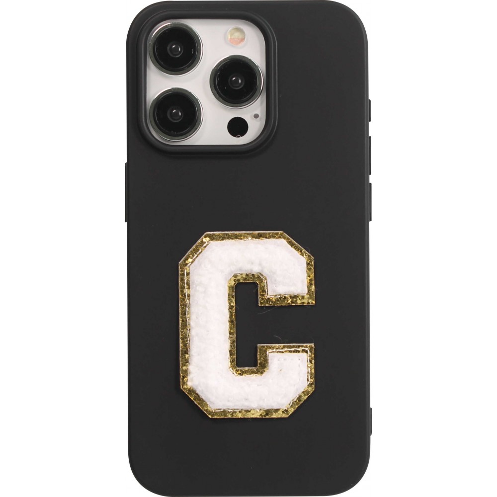 Sticker Aufkleber für Handy/Tablet/Computer 3D gestickt Weiss - Buchstabe C