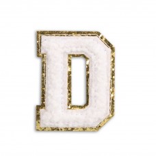 Sticker Aufkleber für Handy/Tablet/Computer 3D gestickt Weiss - Buchstabe D