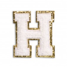 Sticker Aufkleber für Handy/Tablet/Computer 3D gestickt Weiss - Buchstabe H