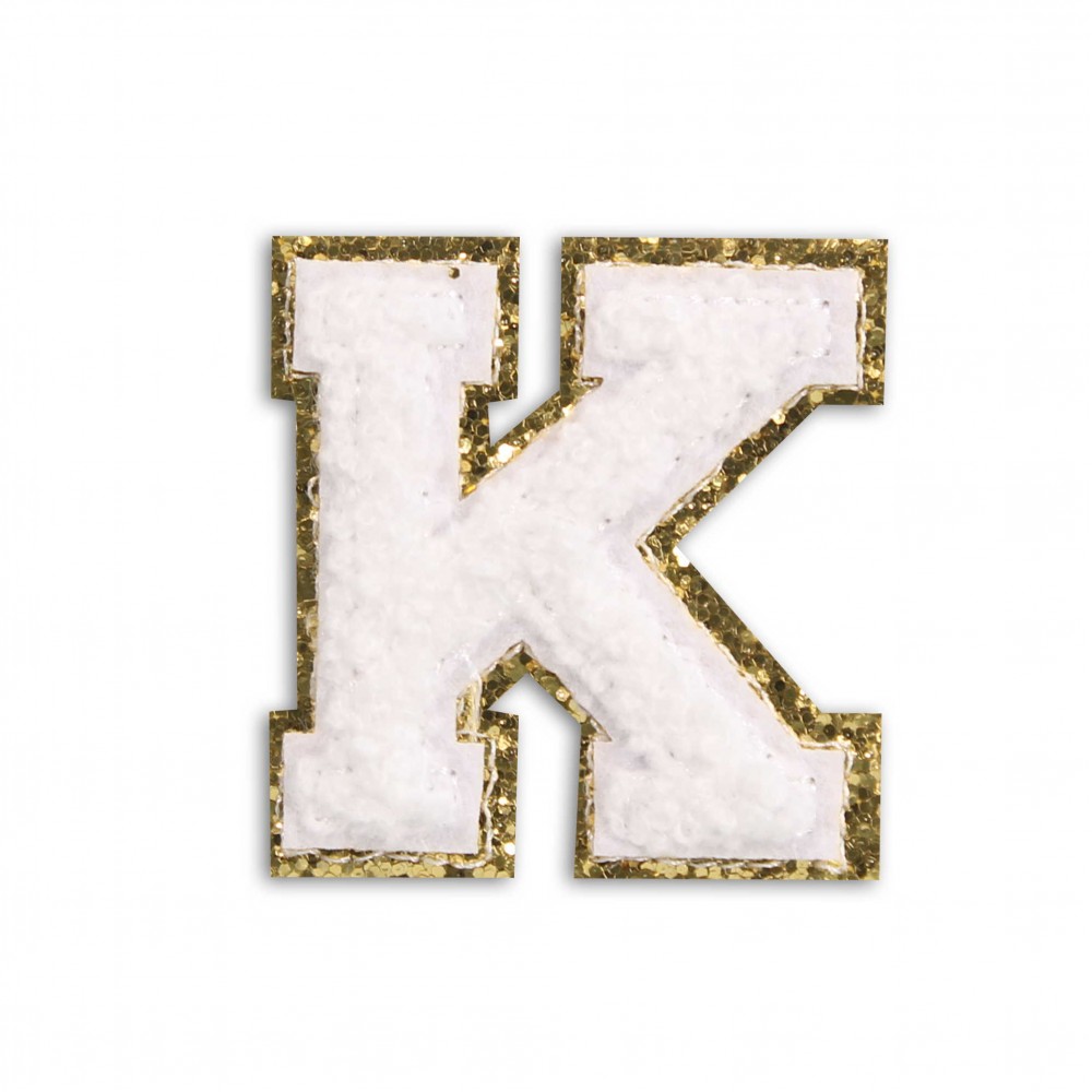 Sticker Aufkleber für Handy/Tablet/Computer 3D gestickt Weiss - Buchstabe K