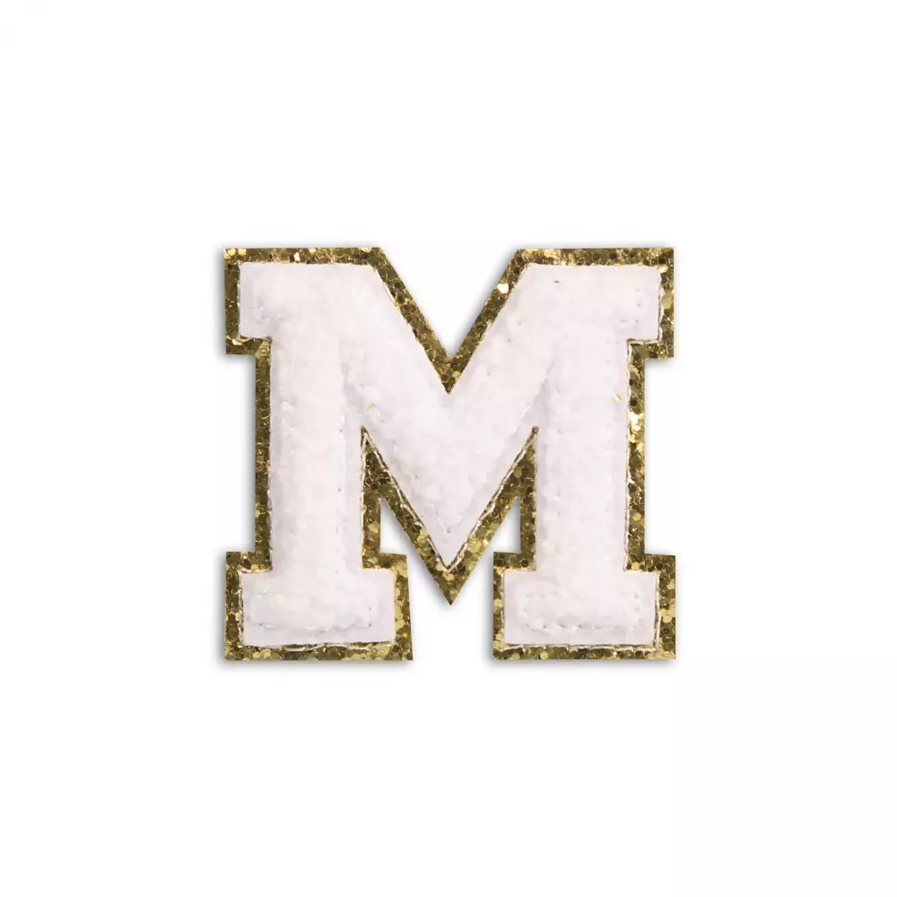 Sticker Aufkleber für Handy/Tablet/Computer 3D gestickt Weiss - Buchstabe M