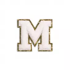 Sticker Aufkleber für Handy/Tablet/Computer 3D gestickt Weiss - Buchstabe M