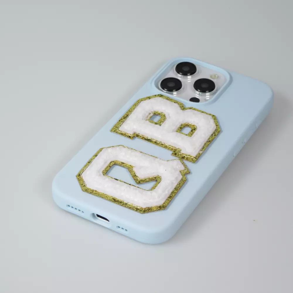 Sticker Aufkleber für Handy/Tablet/Computer 3D gestickt Weiss - Buchstabe M