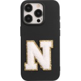 Sticker Aufkleber für Handy/Tablet/Computer 3D gestickt Weiss - Buchstabe N