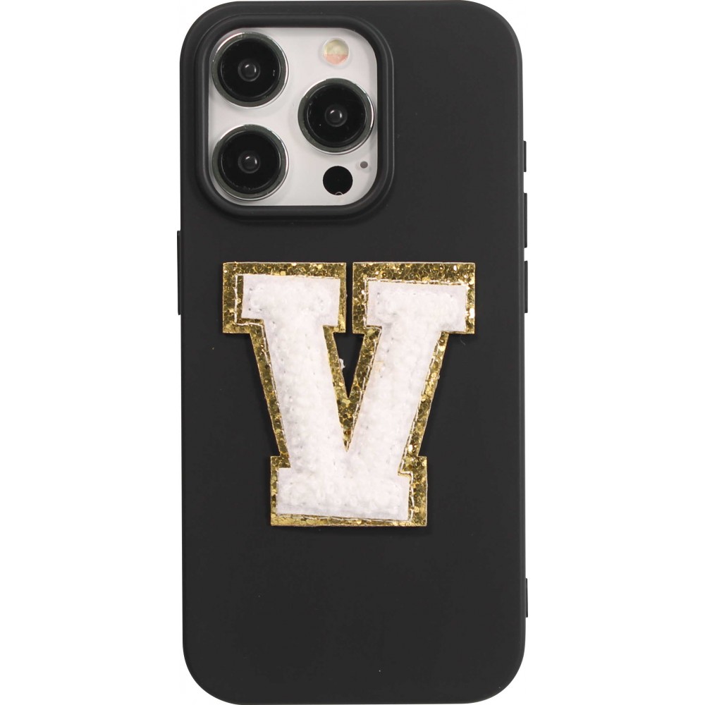 Sticker Aufkleber für Handy/Tablet/Computer 3D gestickt Weiss - Buchstabe V