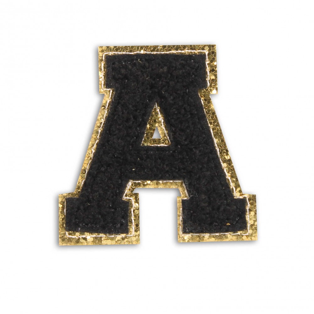 Sticker Aufkleber für Handy/Tablet/Computer 3D gestickt Schwarz - Buchstabe A