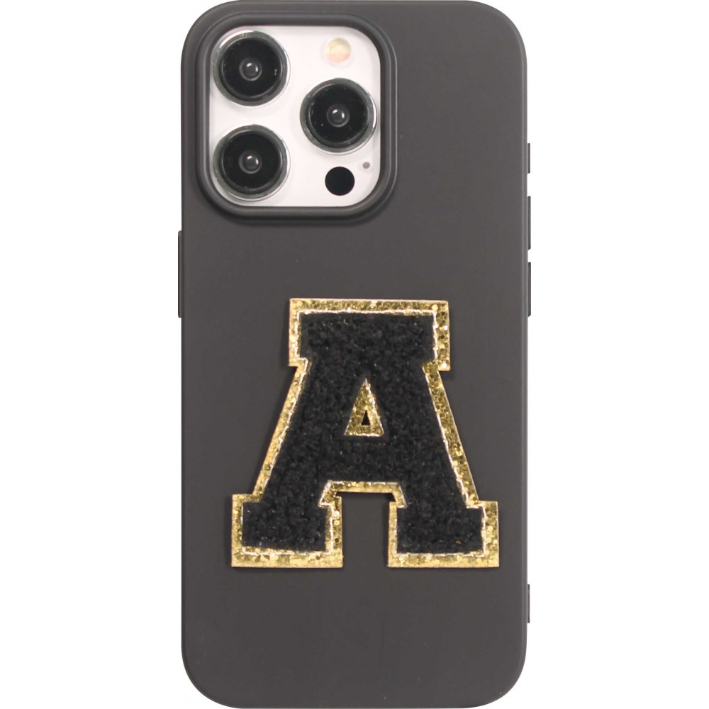 Sticker Aufkleber für Handy/Tablet/Computer 3D gestickt Schwarz - Buchstabe A